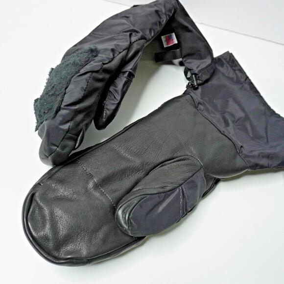Vintage Leather* Nylon Gloves Mittens USA Made Motorcycle Snowmobile Mens XL VTG - Picture 1 of 8